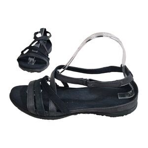 ECCO Women's Summer Cross Strap Leather And Suede‎ Sandal, EU 38 US 7 Black EUC